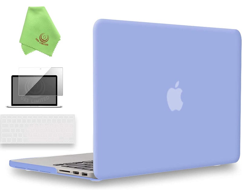 UESWILL 3 in 1 Matte Hard Case Compatible with MacBook Pro (Retina, 15 inch, Mid 2012/2013/2014/Mid 2015), Model A1398, NO CD-ROM, NO Touch Bar + Keyboard Cover and Screen Protector, Serenity Blue - Image 1